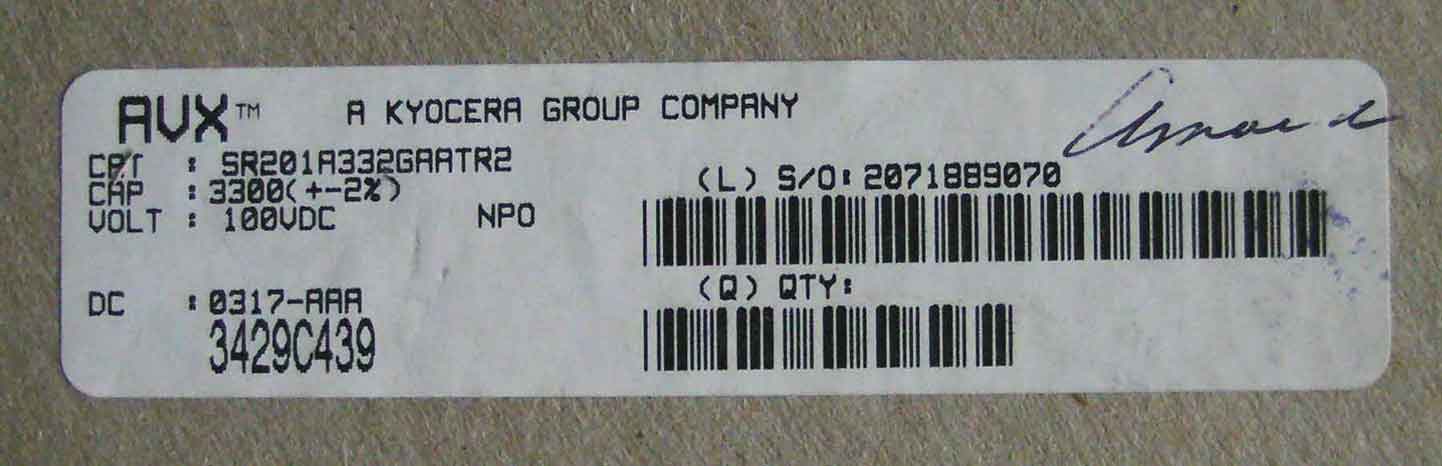 3300pF 100V 2% C0G (NP0) radial SkyCap